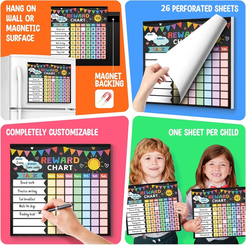KEASKELL Reward Chart for Kids,Magnetic Behavior Chore Chart for Kids at Home,26 Black Chore Charts,1960 Star Stickers,56 Reward Stickers,Incentive Chore Chart to Develop Responsibility and Good Habits - Image 4